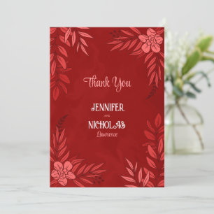 Elegant Flowers and Löv Ornaments for Bröllop Tack Kort
