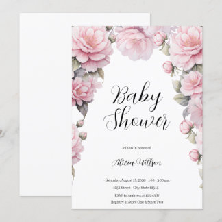 Elegant Flowers Baby Shower Inbjudningar