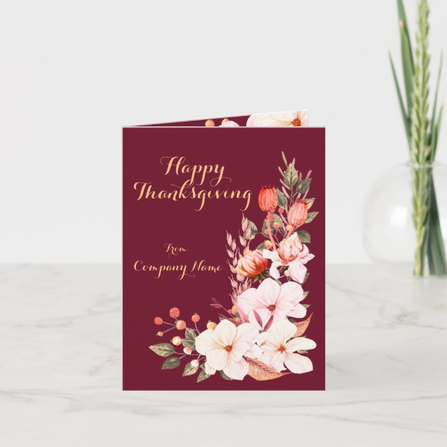 Elegant Flowers Bouquet Company Happy Thanksgiving Inbjudan (Framsida)