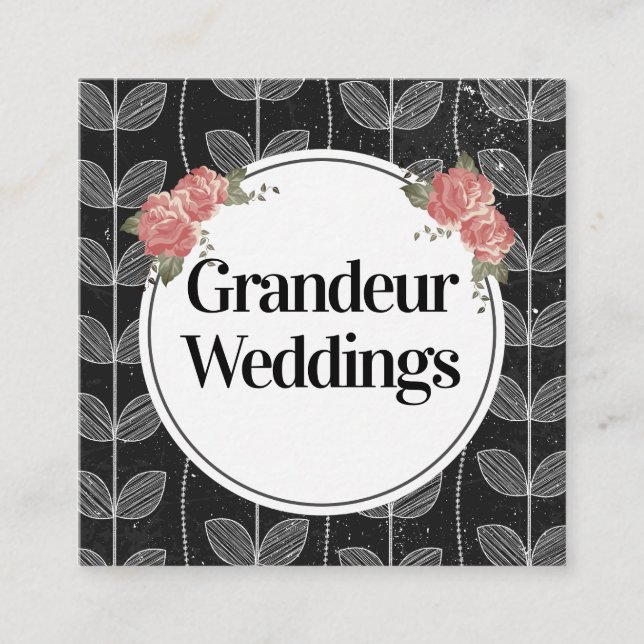 Elegant Flowers Chalk Vine Doodles Fyrkantigt Visitkort (Framsida)