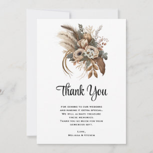 Elegant Flowers Foliage and Feathers Bröllop Tack Kort