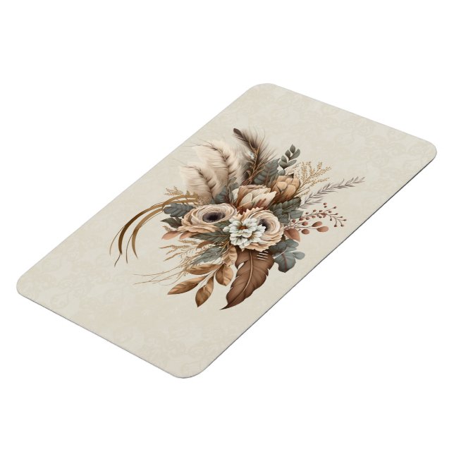 Elegant Flowers Foliage and Feathers Magnet (Vänstra Sidan)