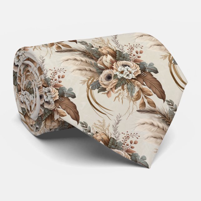 Elegant Flowers Foliage and Feathers Mönster Slips (Rullad)