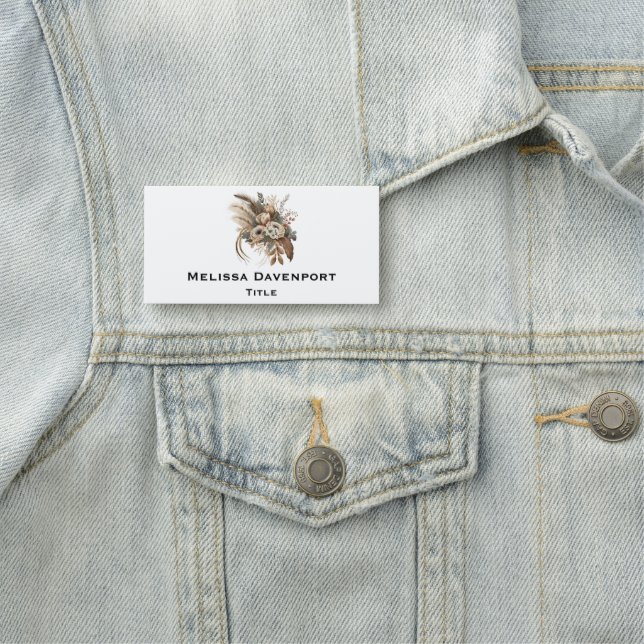 Elegant Flowers Foliage and Feathers Namnbricka (På plats)