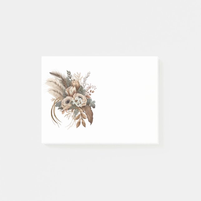 Elegant Flowers Foliage and Feathers Post-it Block (Framsida)
