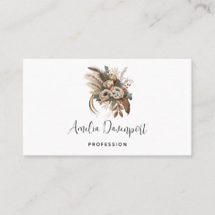 Elegant Flowers Foliage and Feathers Visitkort