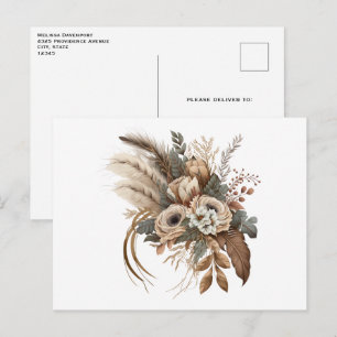 Elegant Flowers Foliage and Feathers Vykort
