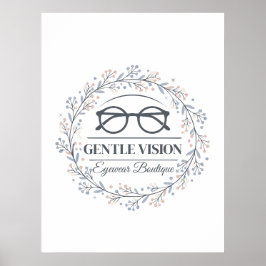 Elegant Flowers Framing Reading Glasses Art Poster