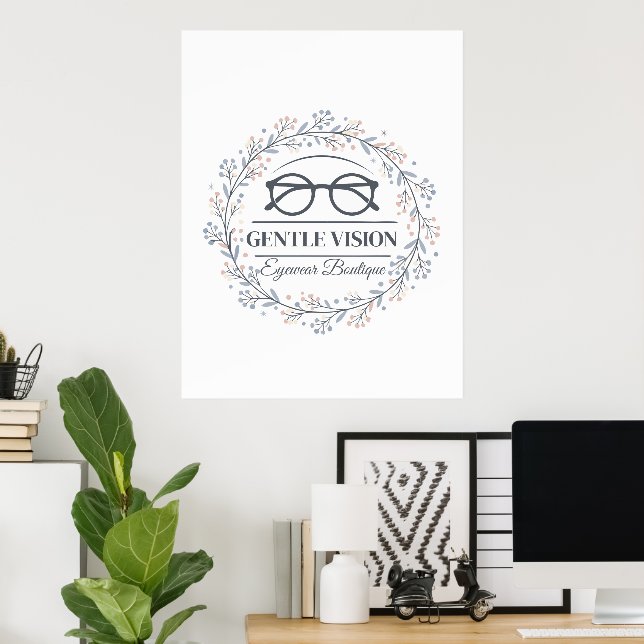 Elegant Flowers Framing Reading Glasses Art Poster (Hemmakontoret)