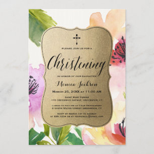 Elegant Flowers Guld  Omarbetning Inbjudningar