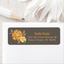 Elegant Flowers Gult Brown Botanical Stationery