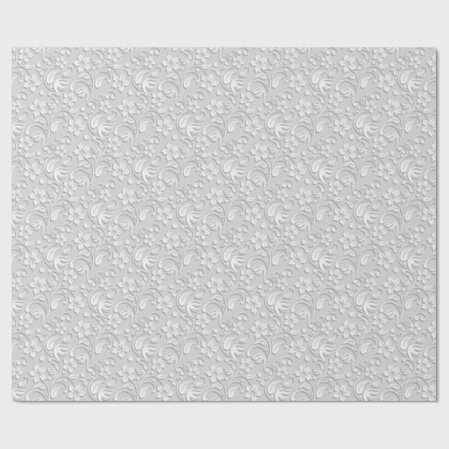 Elegant flowers light grey wrapping paper roll presentpapper (Platt)