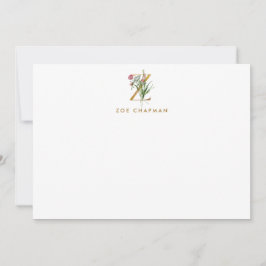 Elegant Flowers Monogram Guld Brev Z-anteckningsko Anteckningskort