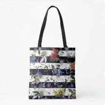 Elegant Flowers on Black and White Rand