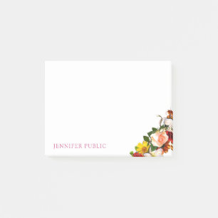Elegant Flowers Ro Watercolor Blommigt Colorful Post-it Block