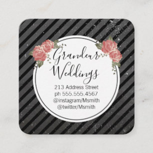 Elegant Flowers/Specklad Chalk Fyrkantigt Visitkort
