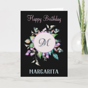 Elegant Flowers Watercolor Birthday Personalize Kort