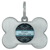 Elegant Flowery Black and Teal Damask