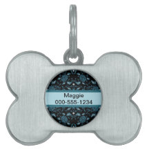 Elegant Flowery Black and Teal Damask