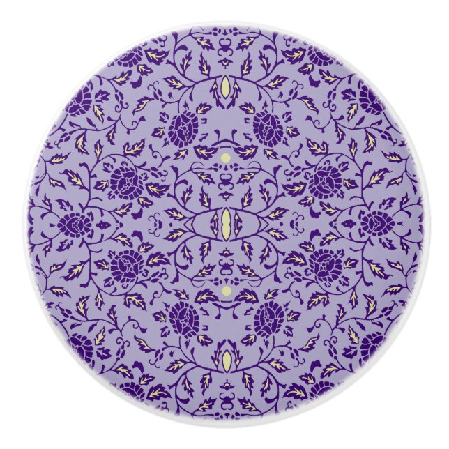 Elegant Flowery Lila Damask Knopp (Framsidan)