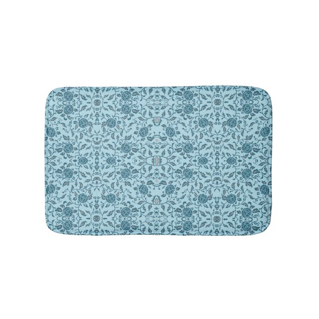 Elegant Flowery Teal Damask Badrumsmatta (Framsidan)