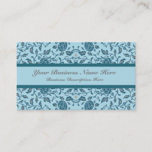 Elegant Flowery Teal Damask Visitkort