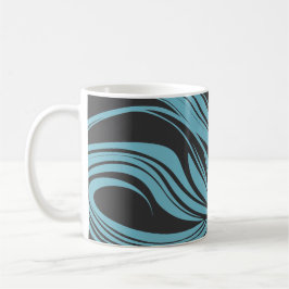 Elegant Flowing Linjer i Turquise on Black Kaffemugg