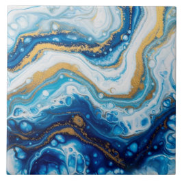 Elegant Fluid Art Decorative Tiles - Abstrakt Blue Kakelplatta