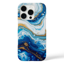Elegant Fluid Art iPhone 16 Fodral - Abstrakt Blue