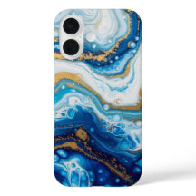 Elegant Fluid Art iPhone 16 Fodral - Abstrakt Blue
