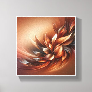 Elegant Fluid Leaf Abstract - Warm Terracotta and  Canvastryck