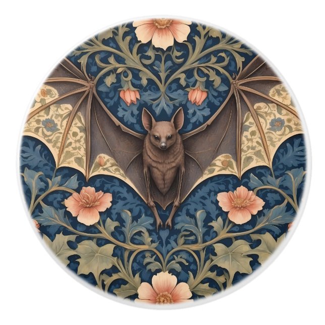 Elegant flygande fladdermus William Morris inspire Knopp (Framsidan)
