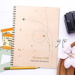 Elegant Flygplanet Namn Soft Rosa Guld Travel Anteckningsbok