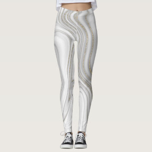Elegant flytande marmor guld glitter, mönster leggings