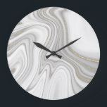 Elegant flytande marmor guld glitter, mönster stor klocka<br><div class="desc">Elegant flytande marmor med mönster glitter</div>