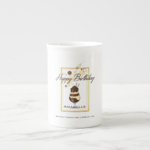 Elegant födelsedag för chokladvaniljdrink benporslin mugg