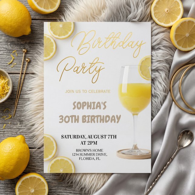 Elegant födelsedag med citroninspiration inbjudningar (Skapare uppladdad)