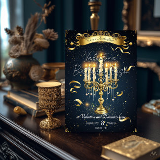 Elegant födelsedag med ljus | Guld och marinblått  Inbjudningar