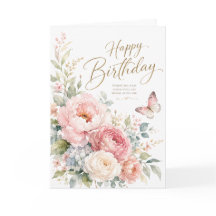 Elegant födelsedag Vattenfärg Blommig hälsning