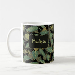 Elegant födelsedagsdag botanisk initial kaffemugg