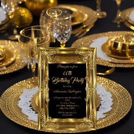 Elegant födelsedagsfest för foto Royal Gold ädelst Inbjudningar