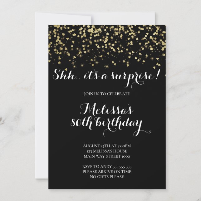 Elegant Födelsedagsfest Glitter-konfetti Inbjudningar (Framsida)