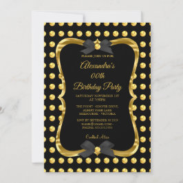 Elegant födelsedagsfest Guld Golden Black Spot Inbjudningar