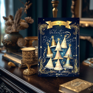 Elegant födelsedagsfest Hat | Elegant Guld och mar Inbjudningar