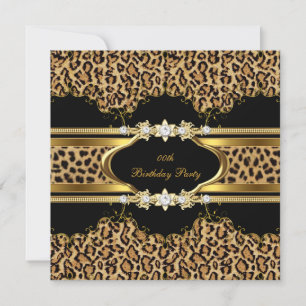 Elegant Födelsedagsfest Leopard Guld Gepard Inbjudningar
