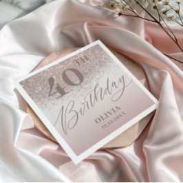 Elegant Födelsedagsfest Rosa Guld Glitter Pappersservett