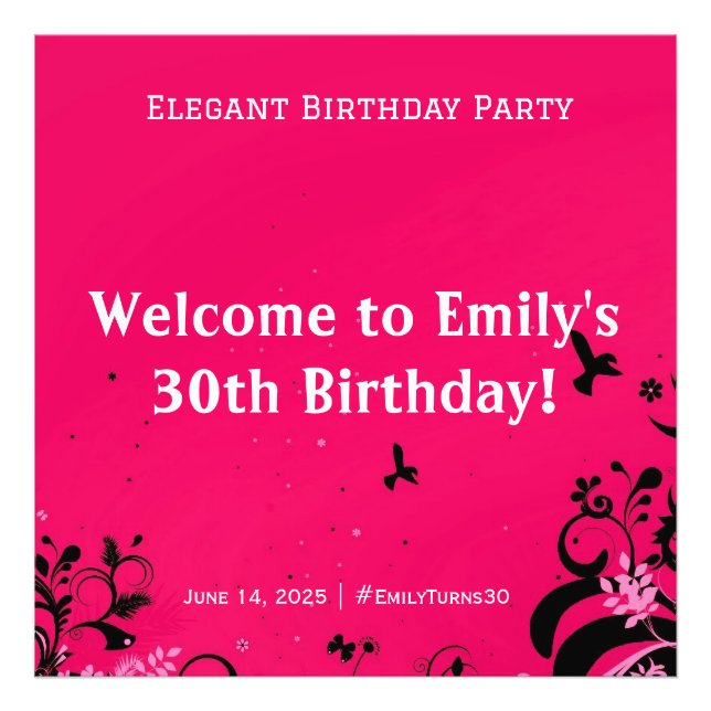 Elegant födelsedagsfest Välkomsthälsotecken Fototryck (Framsidan)