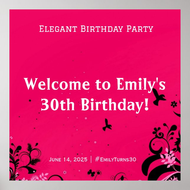 Elegant födelsedagsfest Välkomsthälsotecken Poster (Framsidan)