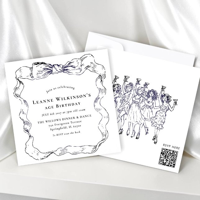 Elegant födelsedagsfirande med rosett inbjudningar (Skapare uppladdad)