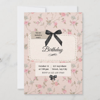 Elegant födelsedagsinbjudan med blomsterbukett inbjudningar